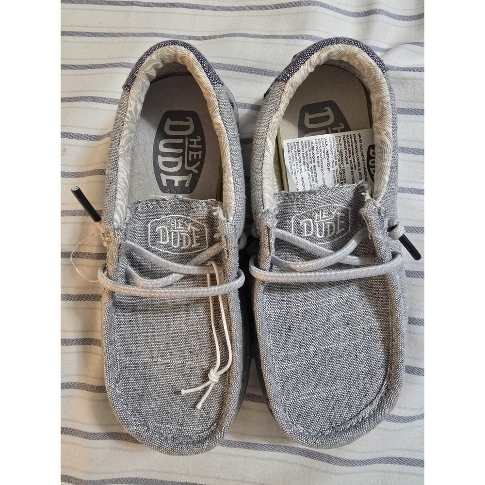 Hey Dude Unisex Kids Gray Slip-On Lightweight Fabric Casual Shoes K11